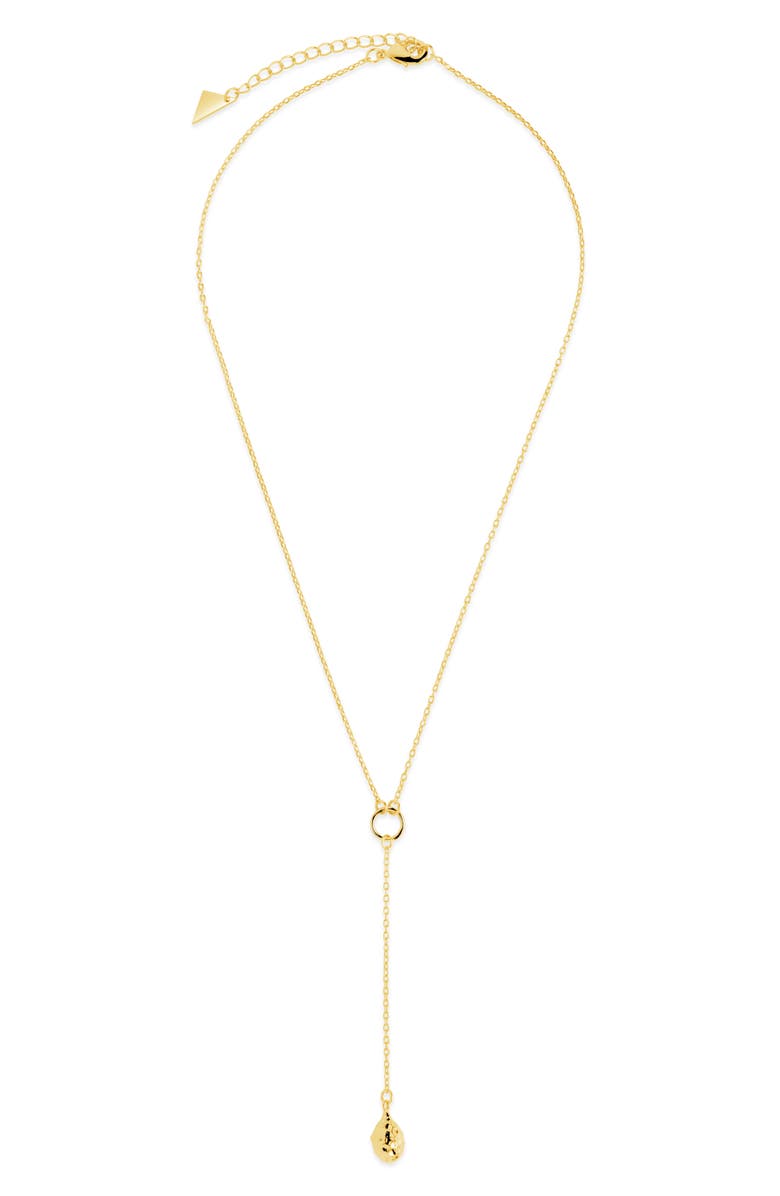 Sterling Forever Lee Molten Teardrop Y-Necklace, Alternate, color, Gold