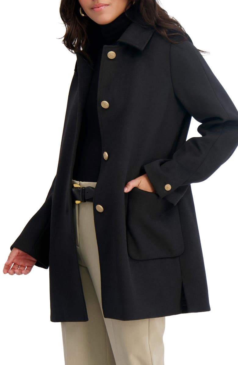 Tahari Paula Single Breasted Wool Bend Coat, Alternate, color, Black