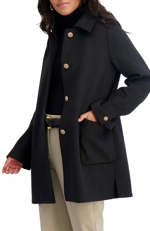 Tahari Paula Single Breasted Wool Bend Coat In Black