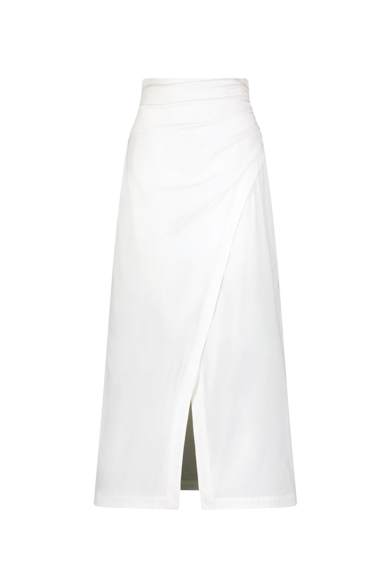Cotton Poplin Wrap Skirt, Main, color, White