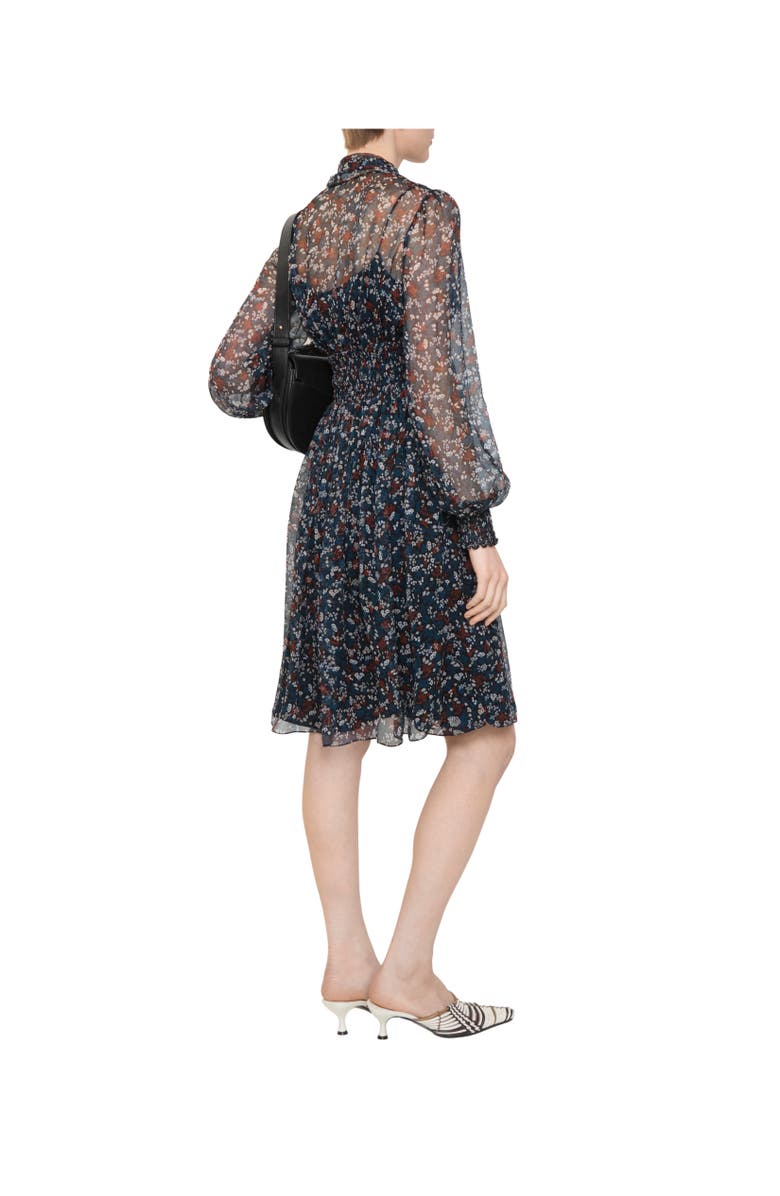 Burberry Ditsy Floral Silk Dress, Alternate, color, Black