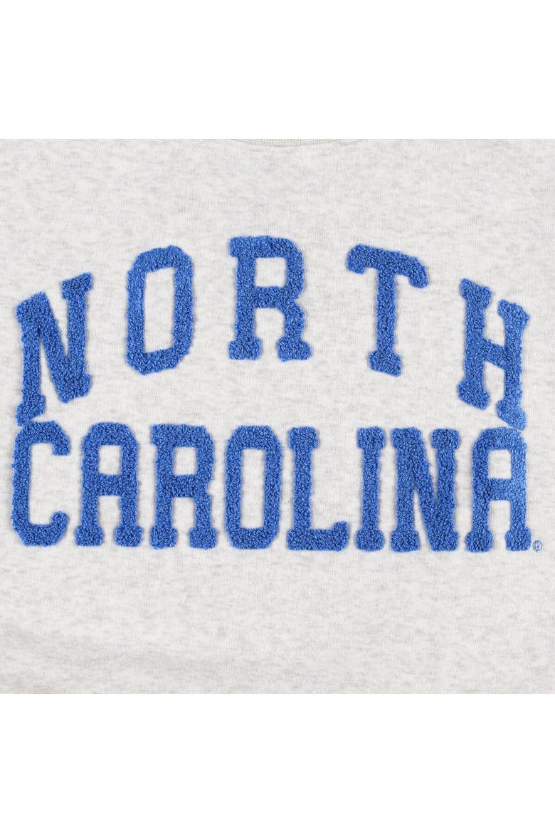 Women's ZooZatz Oatmeal North Carolina Tar Heels Core Chenille Cropped Pullover Sweatshirt, Alternate, color, Heather Gray