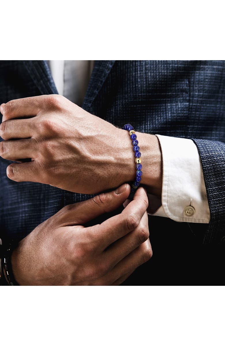 DELMAR Men's Set of 4 Semiprecious Stone Beaded Bracelets, Alternate, color, Multi/ Gold