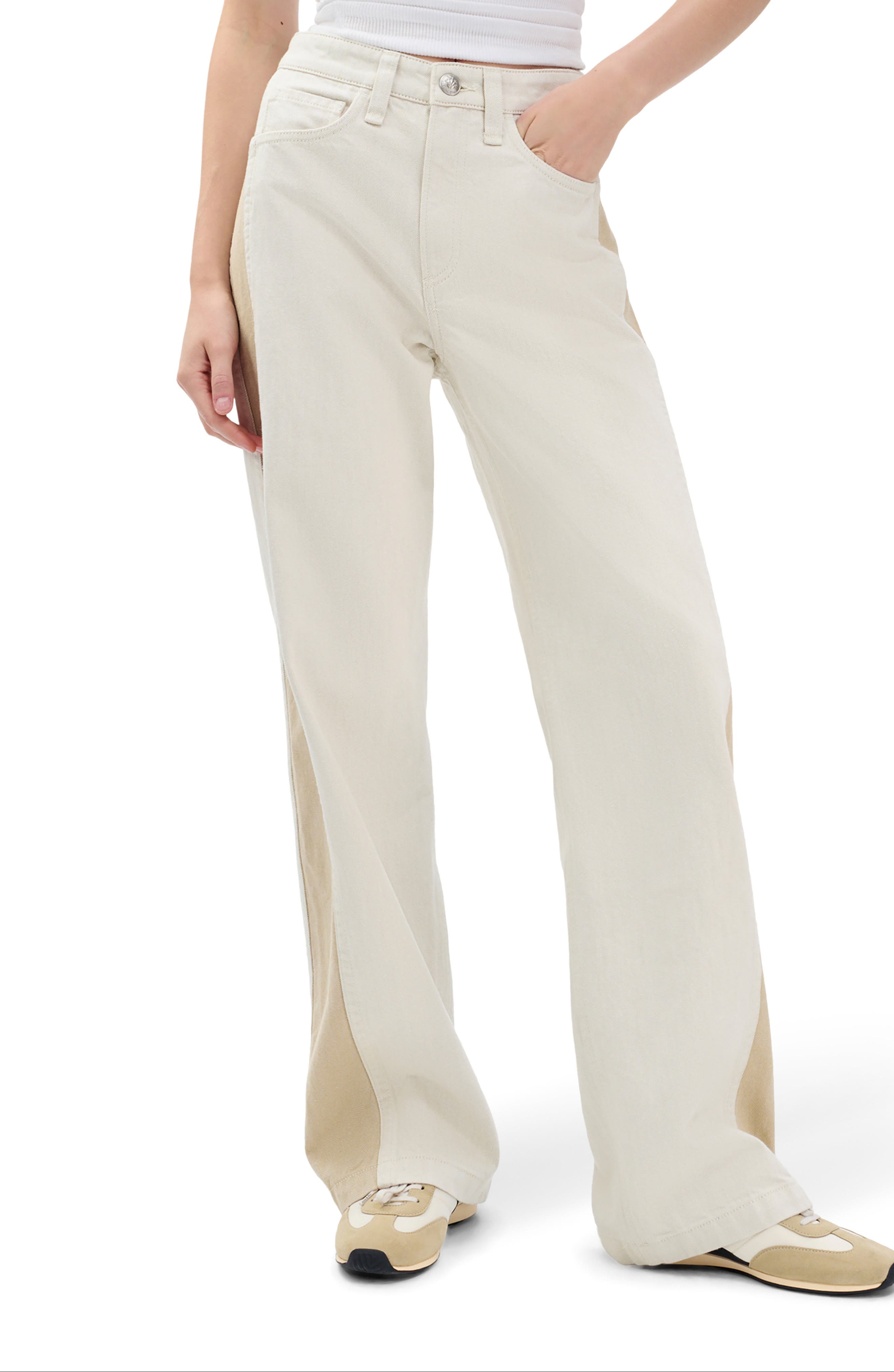 rag & bone Logan Color Splice Wide Leg Jeans