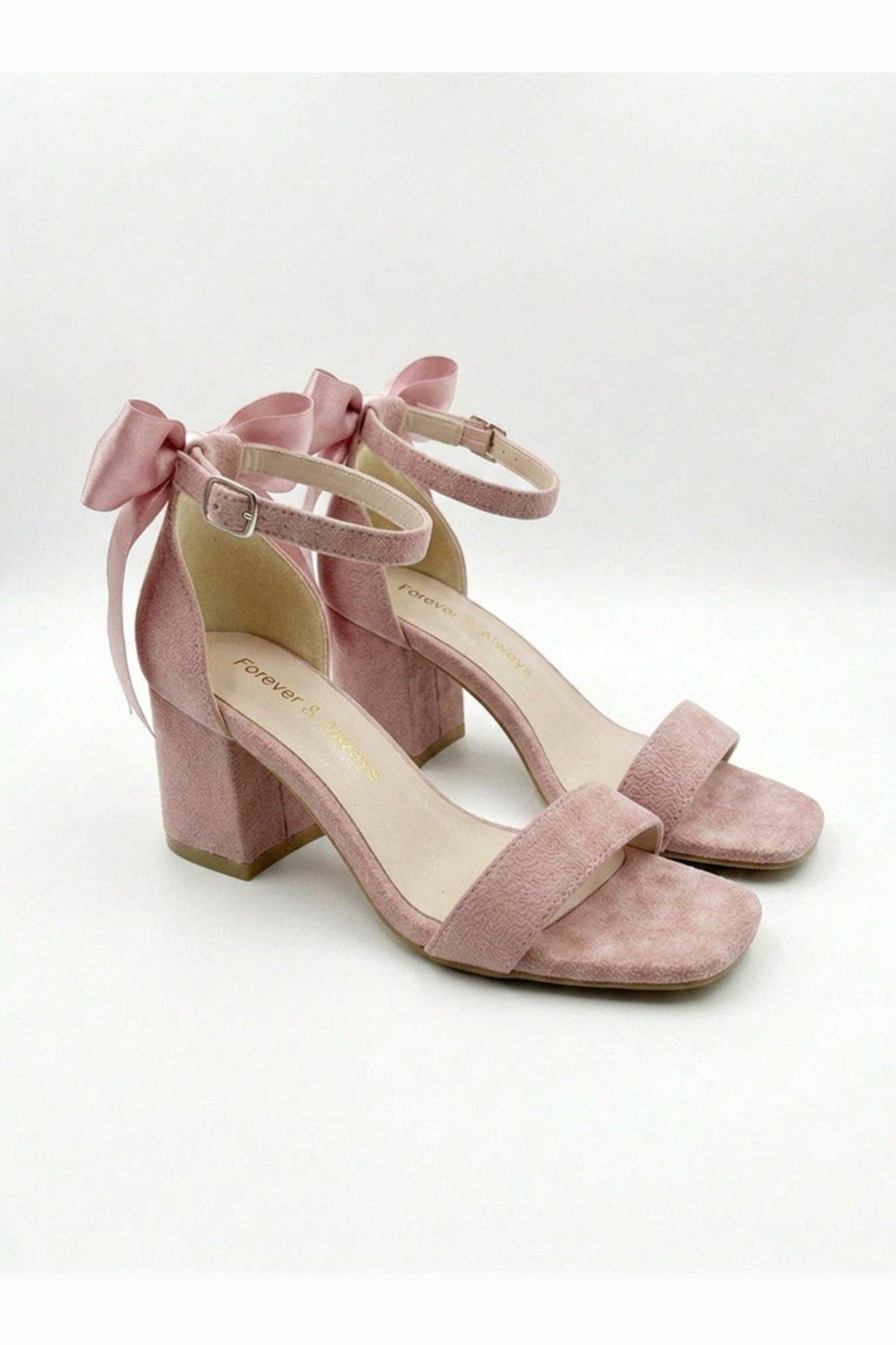 Rochelle Ivory Bridal Sandals with Ribbon, Alternate, color, Dusty Pink Suede