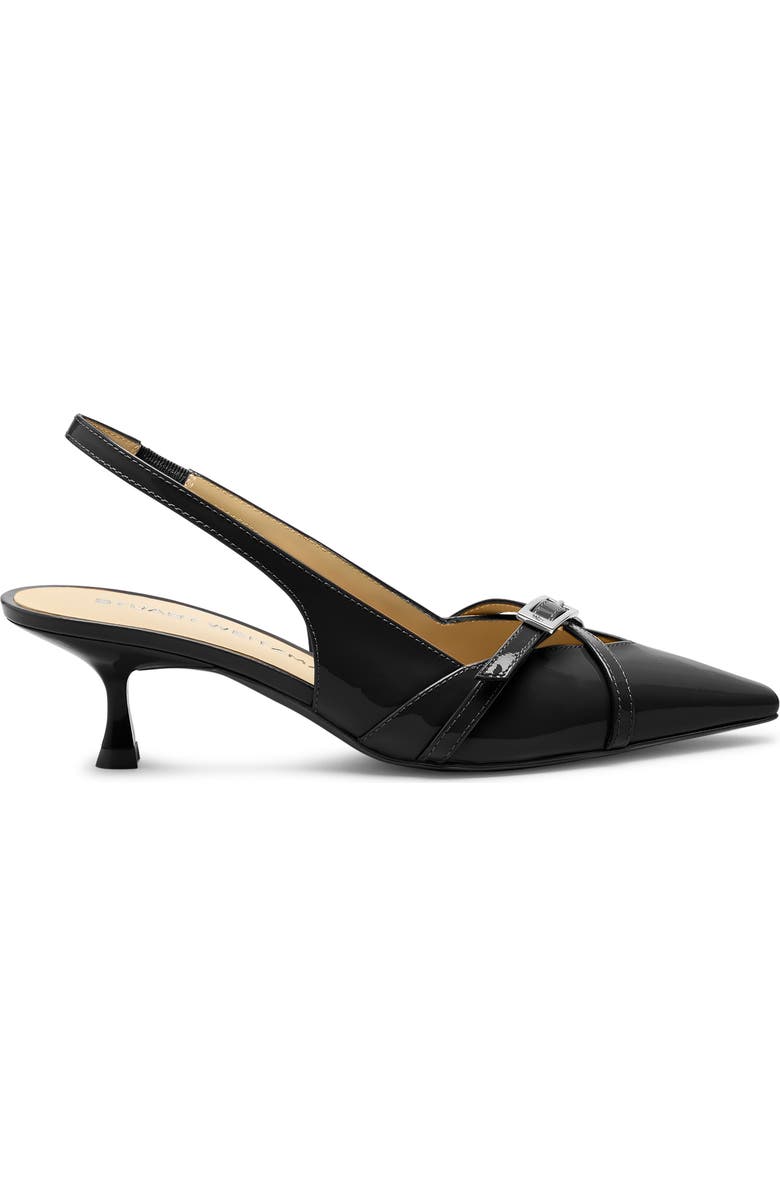Stuart Weitzman Georgie Kitten Heel Slingback Pump, Alternate, color, Black