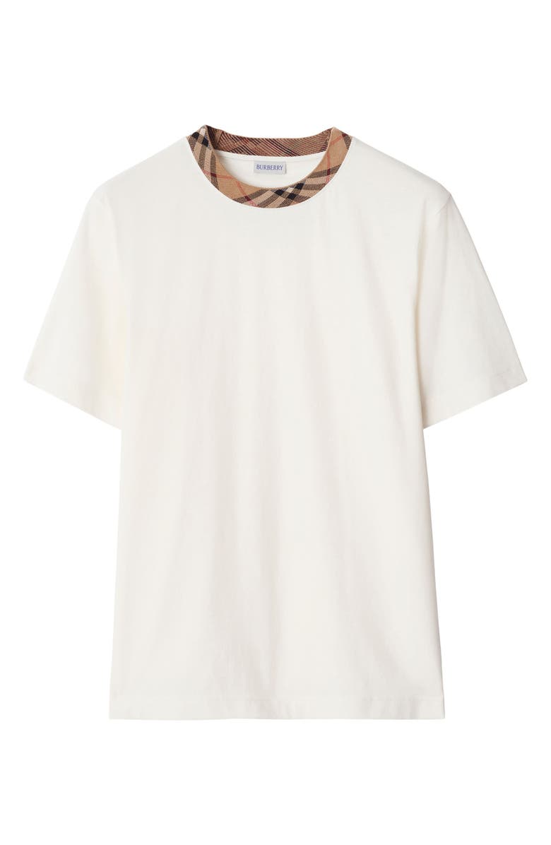 Burberry Check Trim T-Shirt, Alternate, color, Chalk
