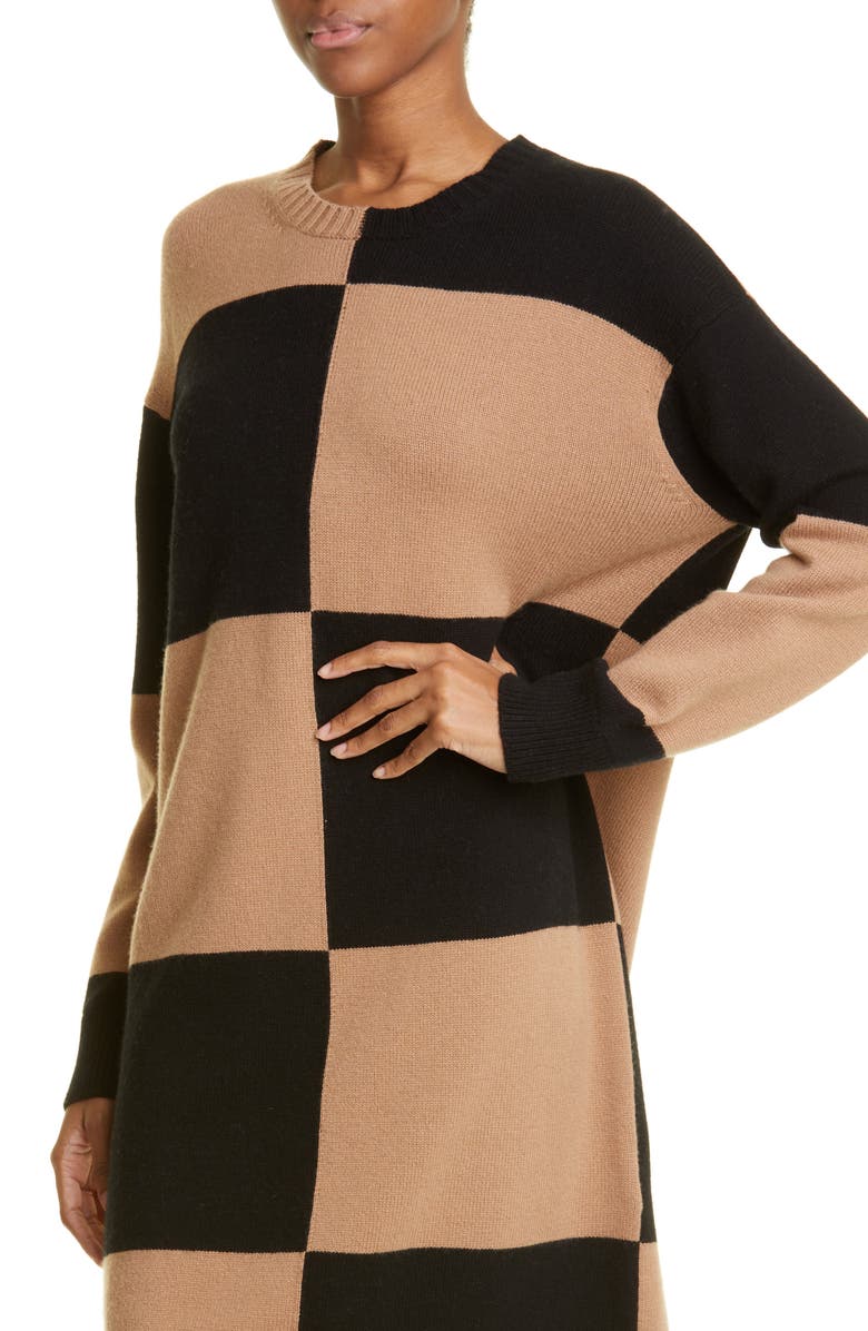 Max Mara Baiocco Colorblock Long Sleeve Wool & Cashmere Sweater Dress, Alternate, color, 