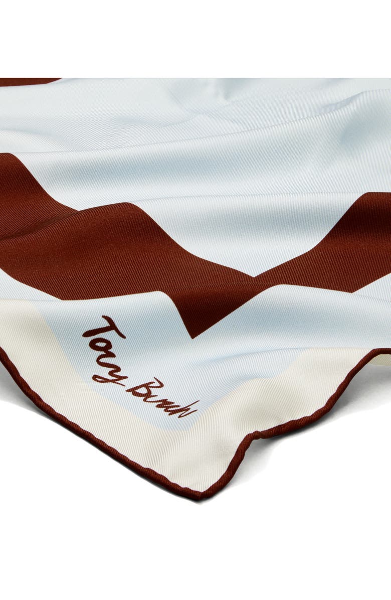 Tory Burch Reversible Silk Neckerchief, Alternate, color, Brown / Blue