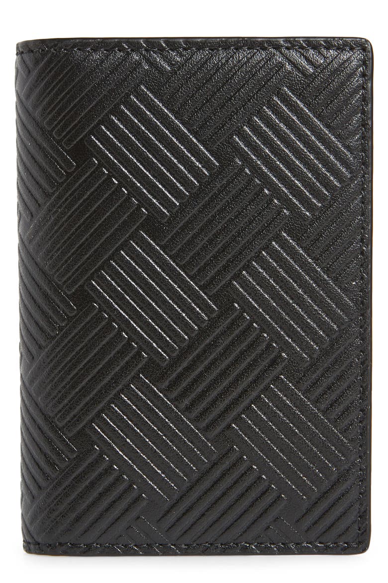 Embossed Leather Card Case, Main, color, BLACK-SILVER