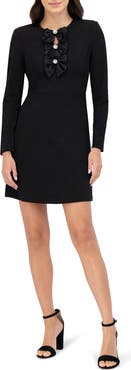 Eliza J Bow Long Sleeve Cocktail Minidress