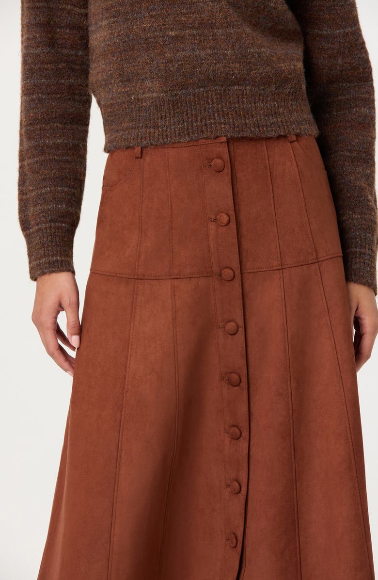 ASTR the Label Zoya Faux Suede Midi Skirt, Alternate, color, Brown