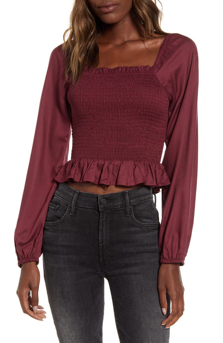 Angie Smocked Crop Top, Main, color,