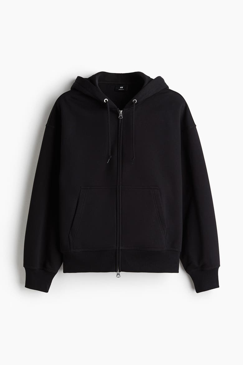 Oversized Fit Zip-through Hoodie, Alternate, color, Black