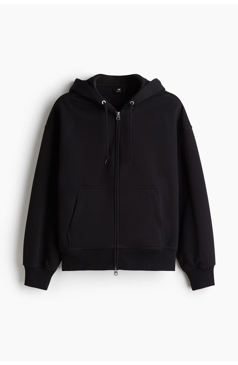 H&M Oversized Fit Zip-through Hoodie, Main, color, Black