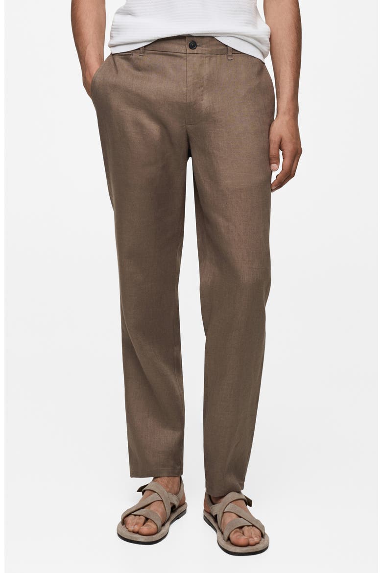 Slim Fit Linen Pants, Main, color, MEDIUM BROWN
