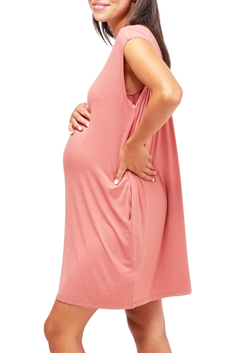 Clementine Maternity/Nursing Nightgown, Alternate, color, TERRACOTTA