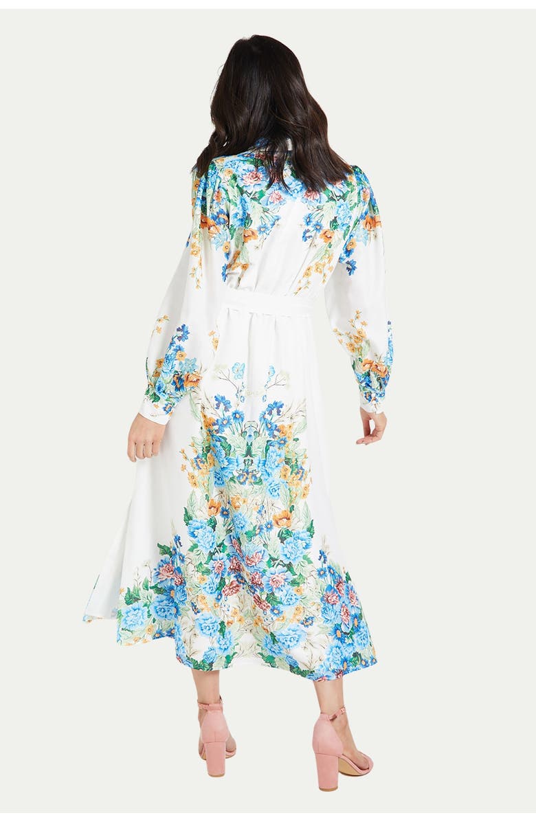 Wallis Floral Western Belted Midi Shirt Dress, Alternate, color, Ivory