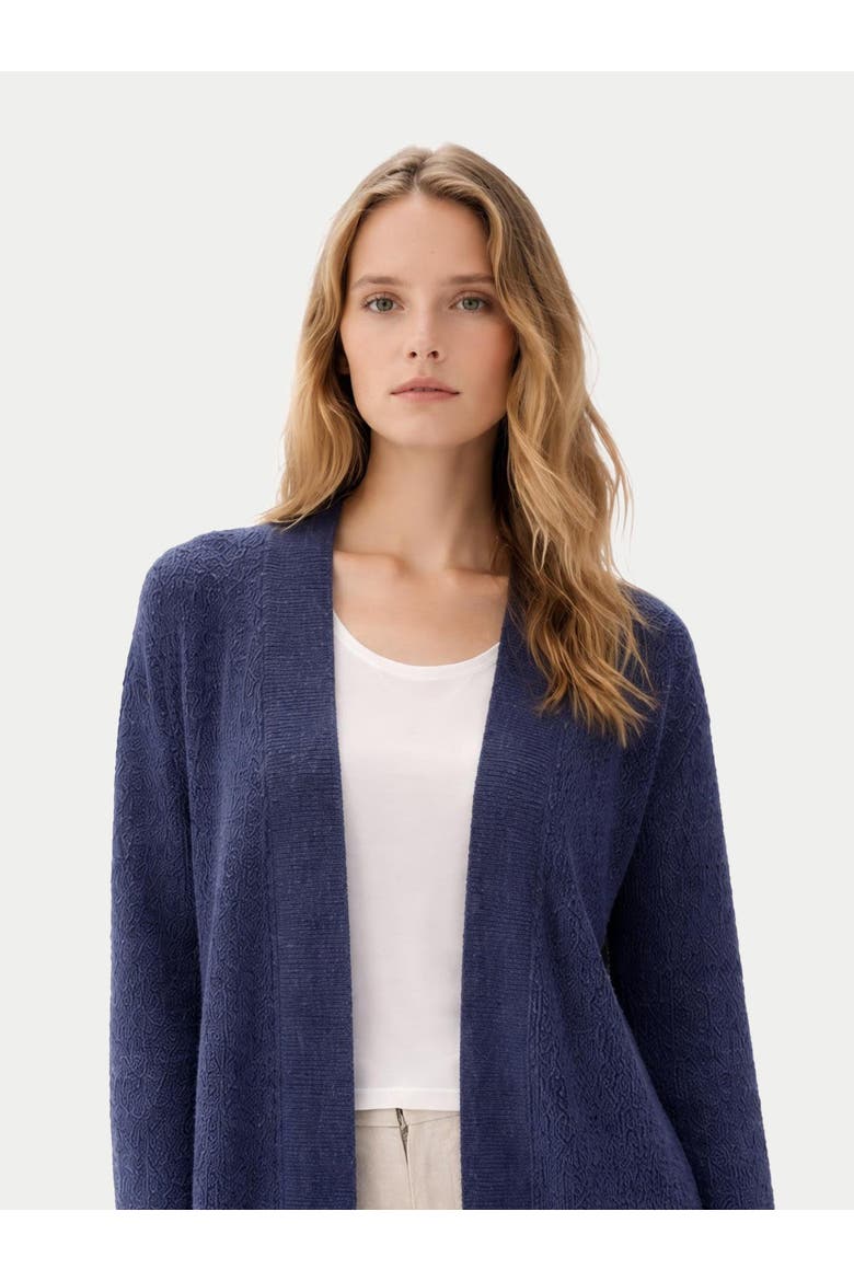 Ajour Knit Open front Cardigan, Alternate, color, crown blue