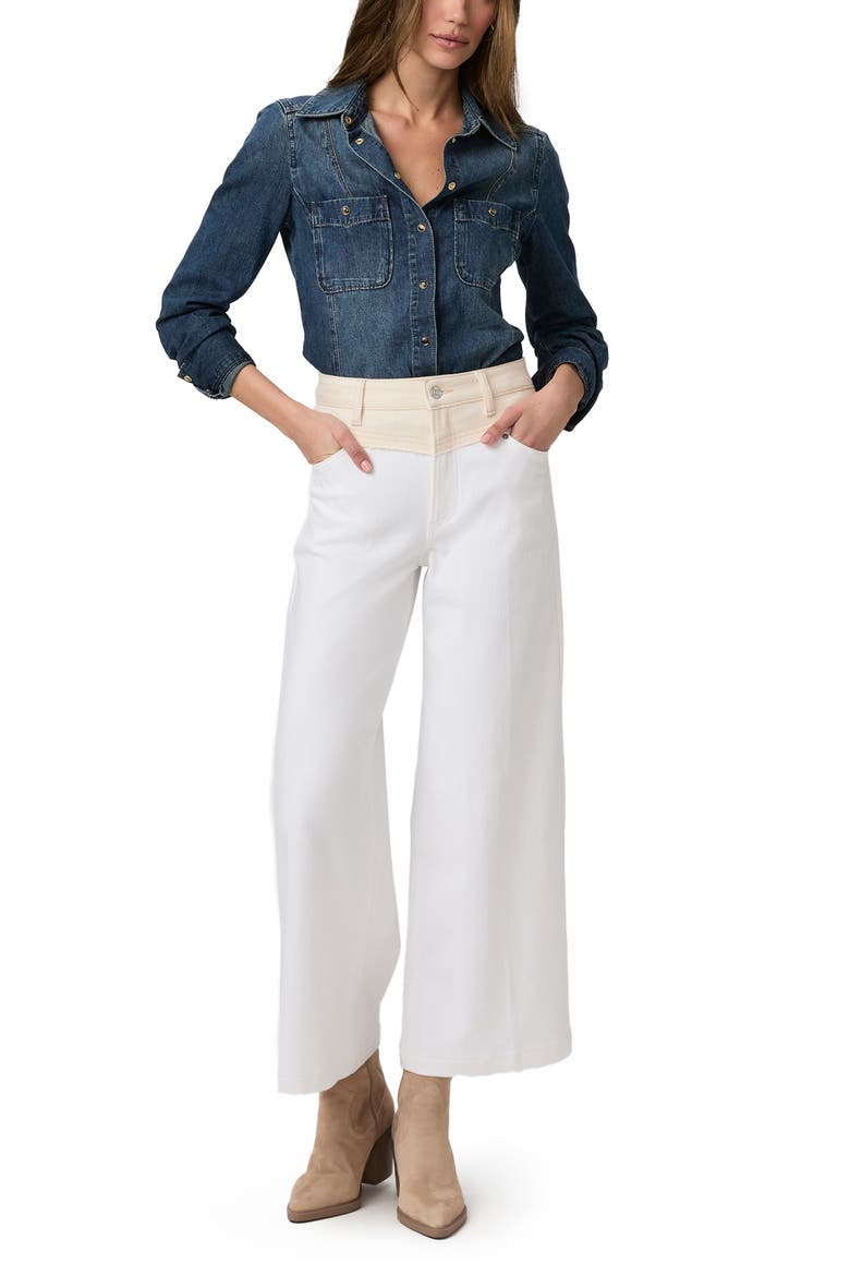 Harper V-Yoke High Waist Ankle Wide Leg Jeans, Alternate, color, CREAM/ WHITE DISTRESSED