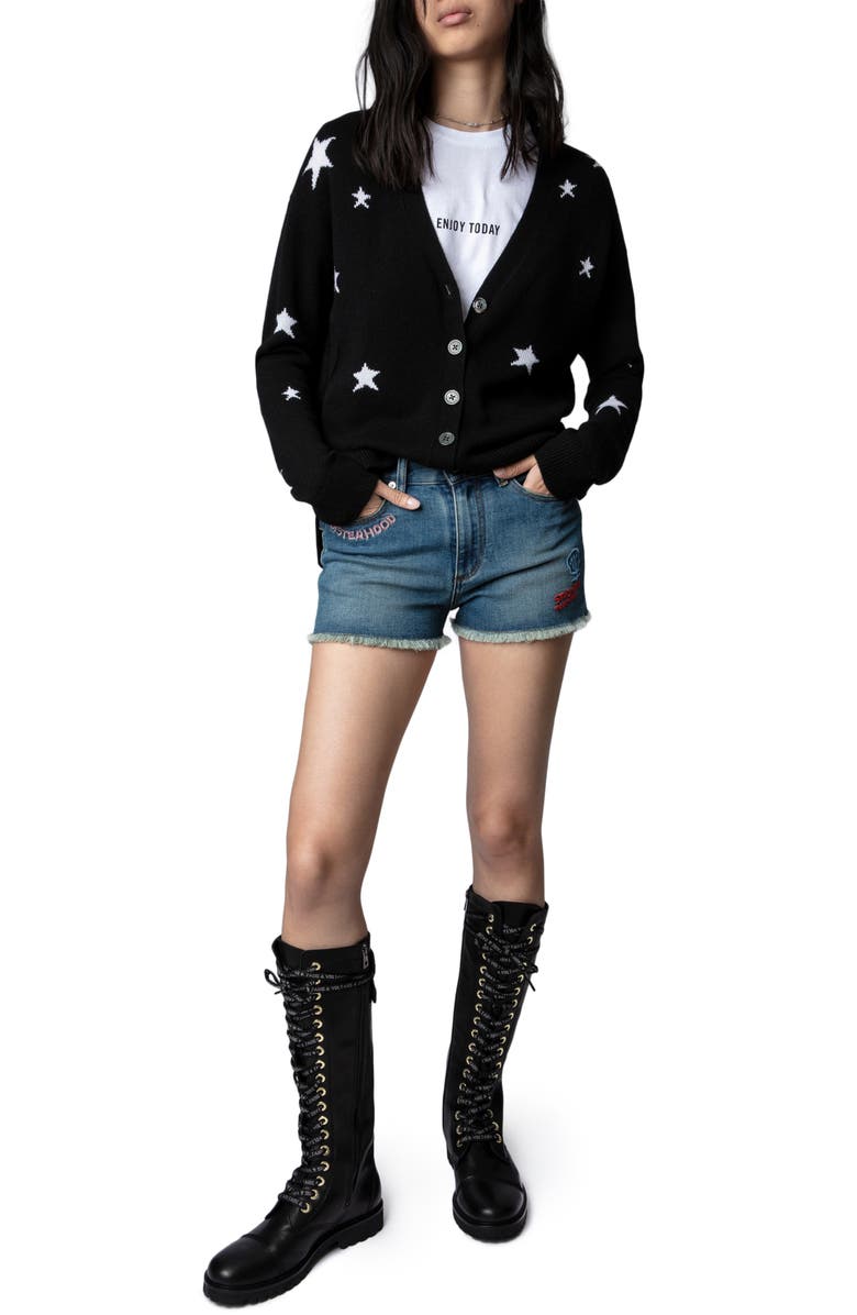 Zadig & Voltaire Mirka Star Cashmere Cardigan, Alternate, color, 