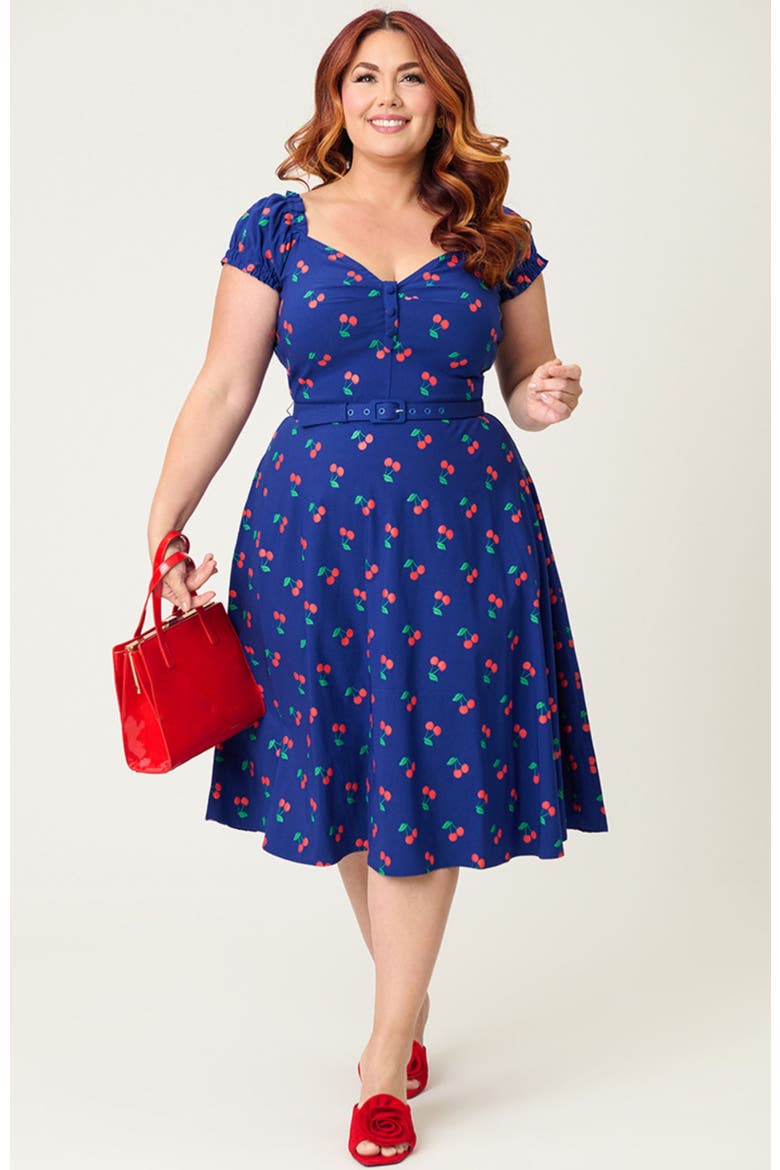 Plus Size Ohara Swing Dress, Alternate, color, Navy W/Cherries