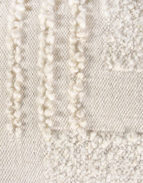 Anaya Boucle Patchwork Handwoven Pillow 14x40 With Down Alternative Insert In White