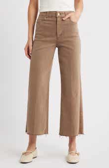 PAIGE Anessa Raw Hem High Waist Wide Leg Jeans
