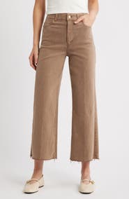 PAIGE Anessa Raw Hem High Waist Wide Leg Jeans