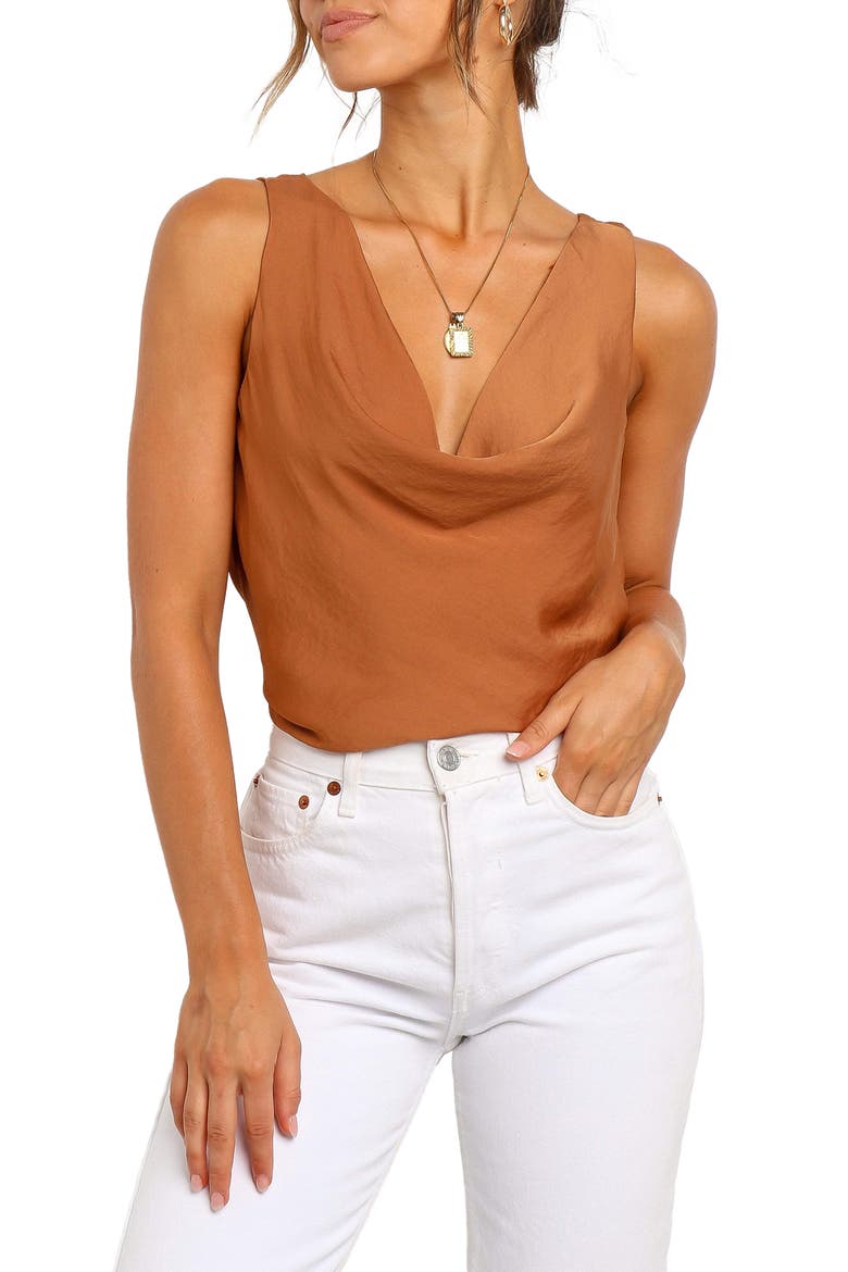 Vinita Cowl Neck Tank, Main, color, RUST