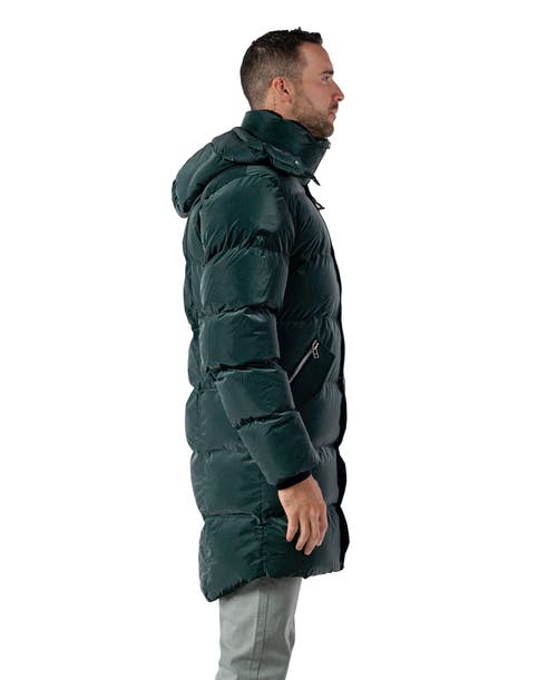 Woodpecker Penguin Long Length Quilted Coat In Green