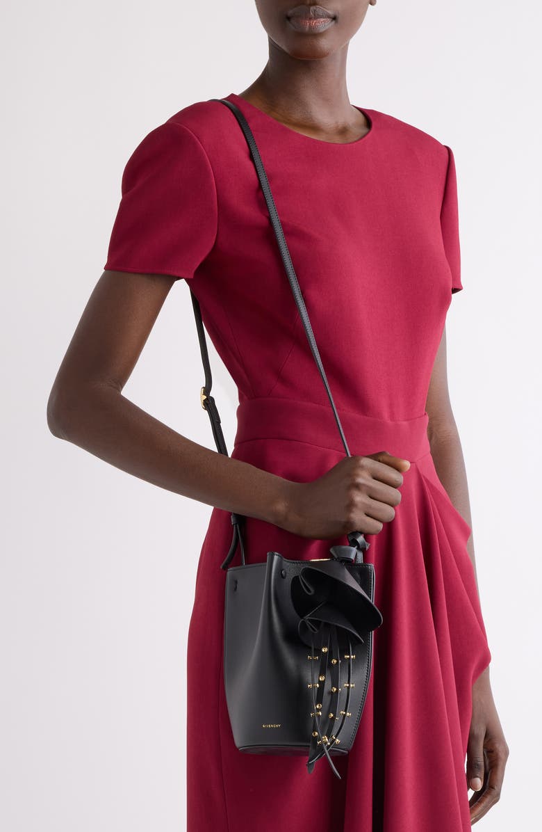 Givenchy Nano Snap Calfskin Bucket Bag, Alternate, color, Black