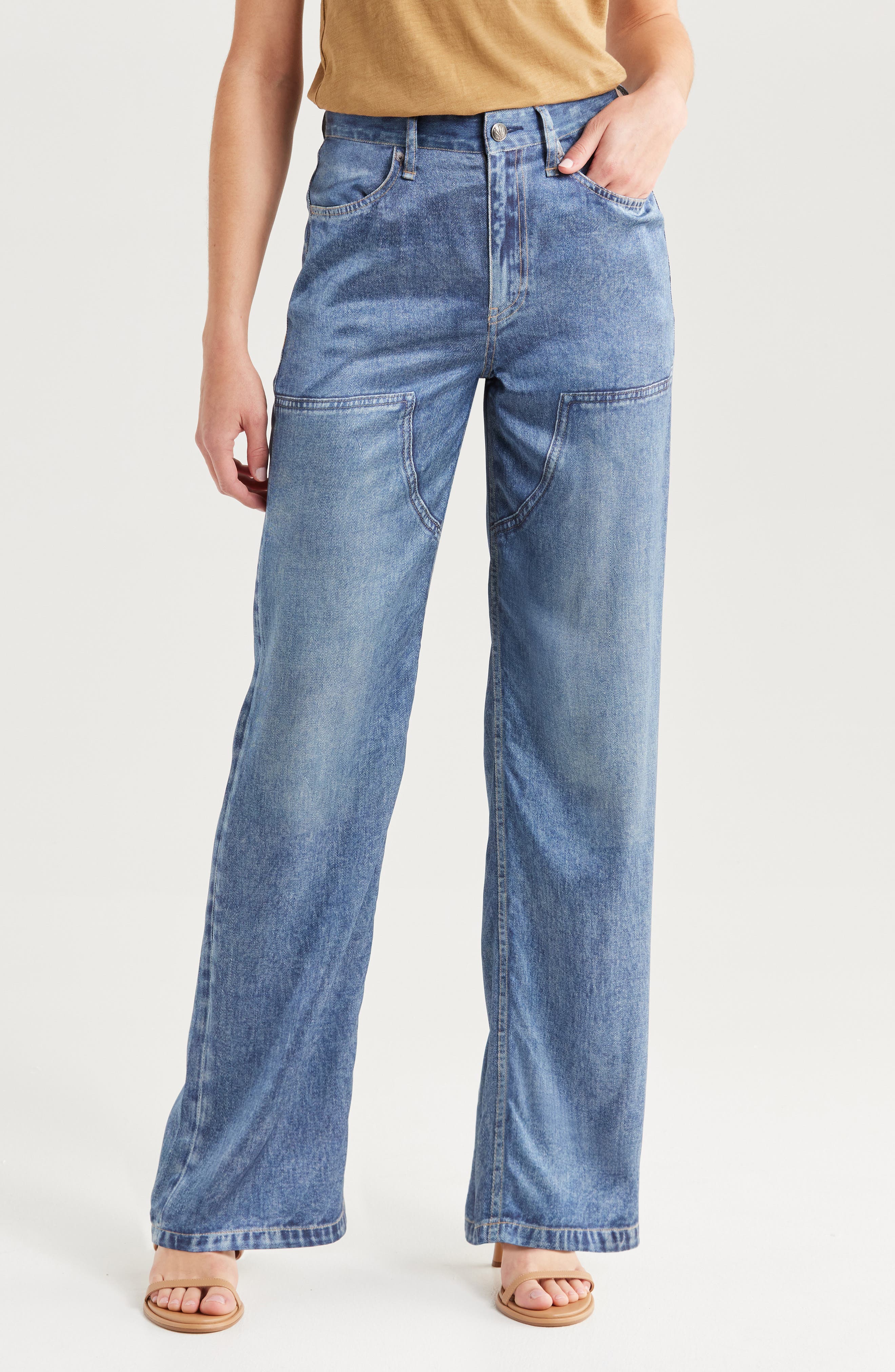 rag & bone Miramar Trompe l'Oeil Faux Denim Satin Pants
