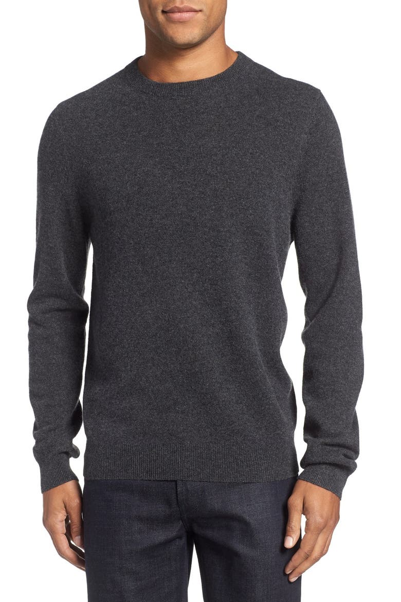 Cashmere Crewneck Sweater, Main, color, GREY DARK CHARCOAL HEATHER