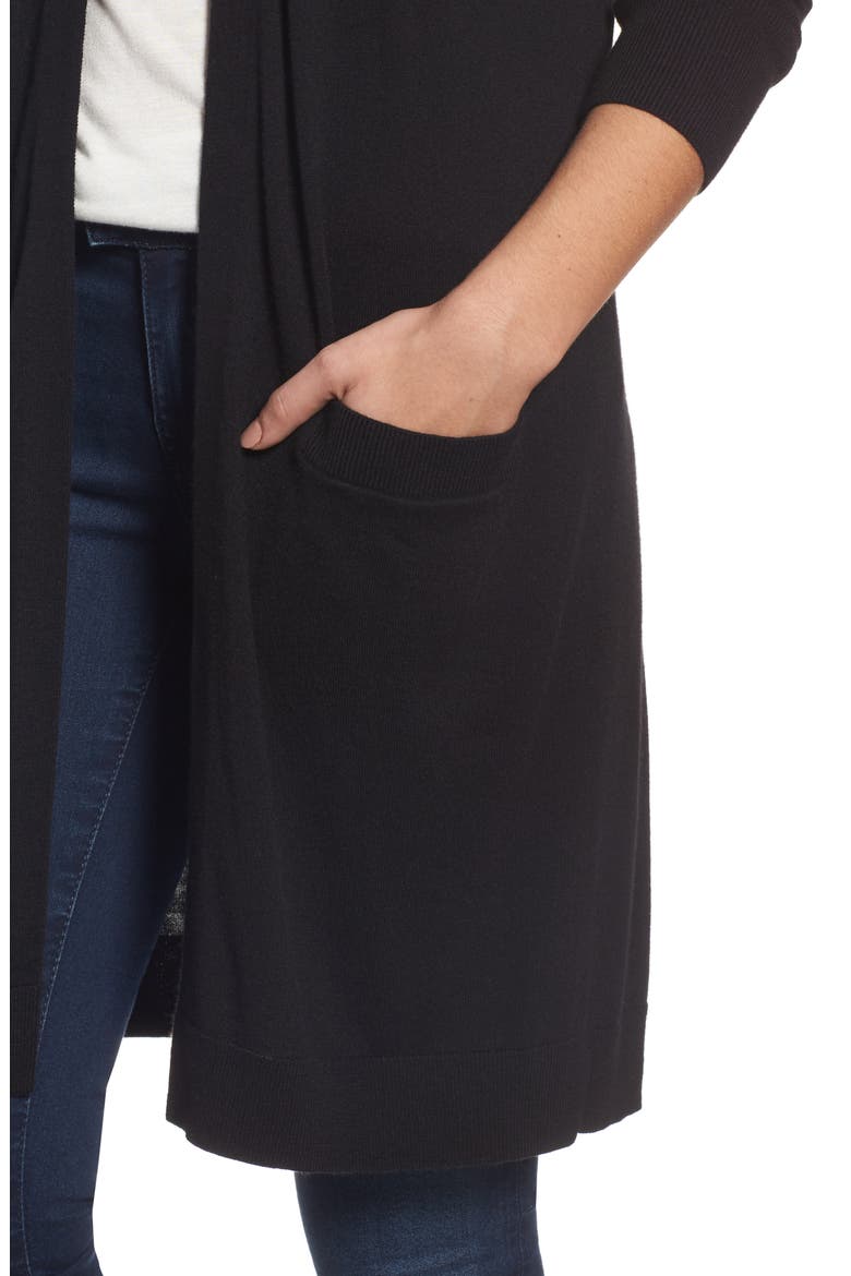 LONG CLOSURELESS CARDIGAN, Alternate, color, BLACK