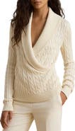 Lauren Ralph Lauren Shawl Collar Cable Knit Sweater