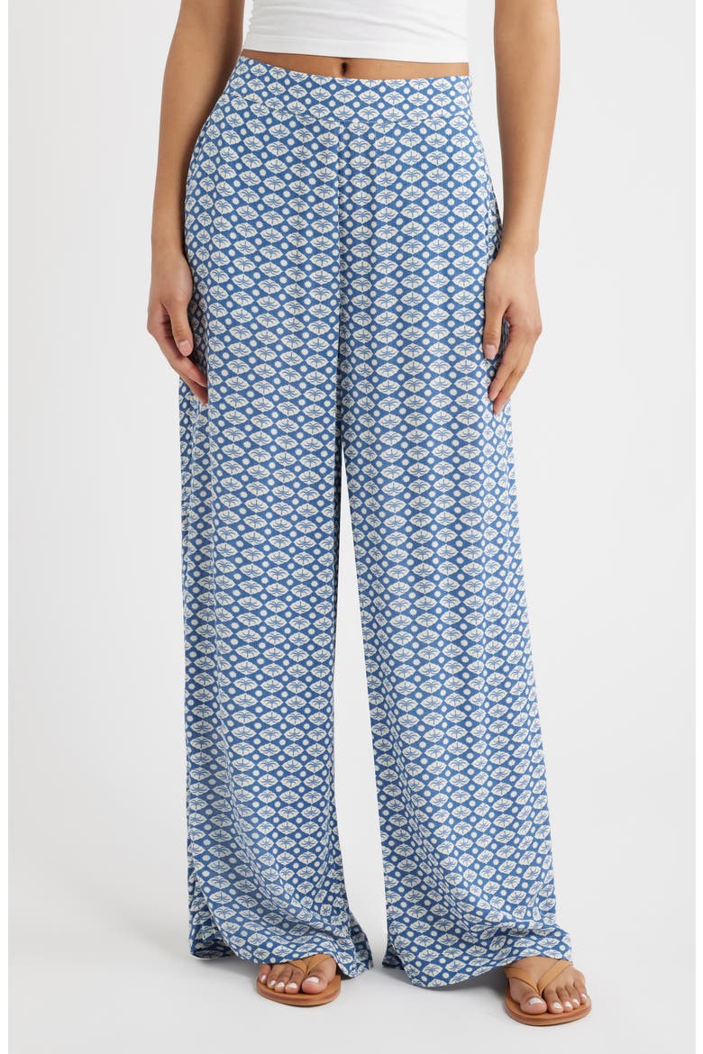 Print Wide Leg Pants, Main, color, VINTAGE NAVY
