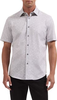 Bugatchi Miles OoohCotton® Print Short Sleeve Button-Up Shirt