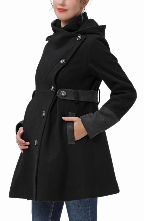 Kimi & Kai Harper Maternity Wool Coat In Black