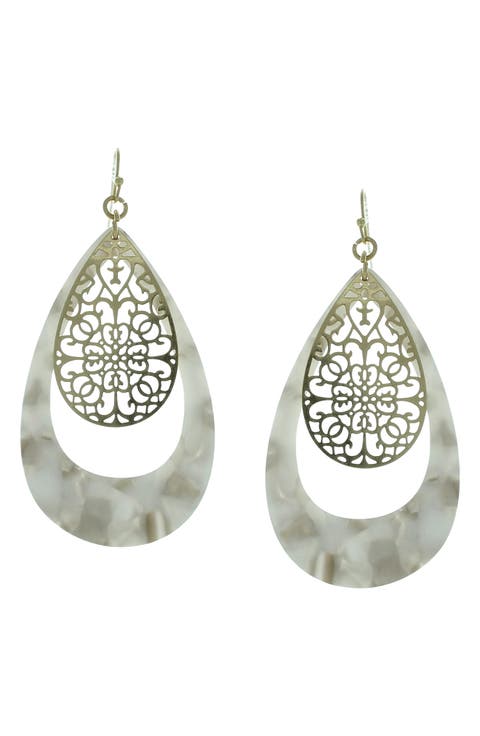 Gold-Plated Devin Floating Filigree Drop Earrings