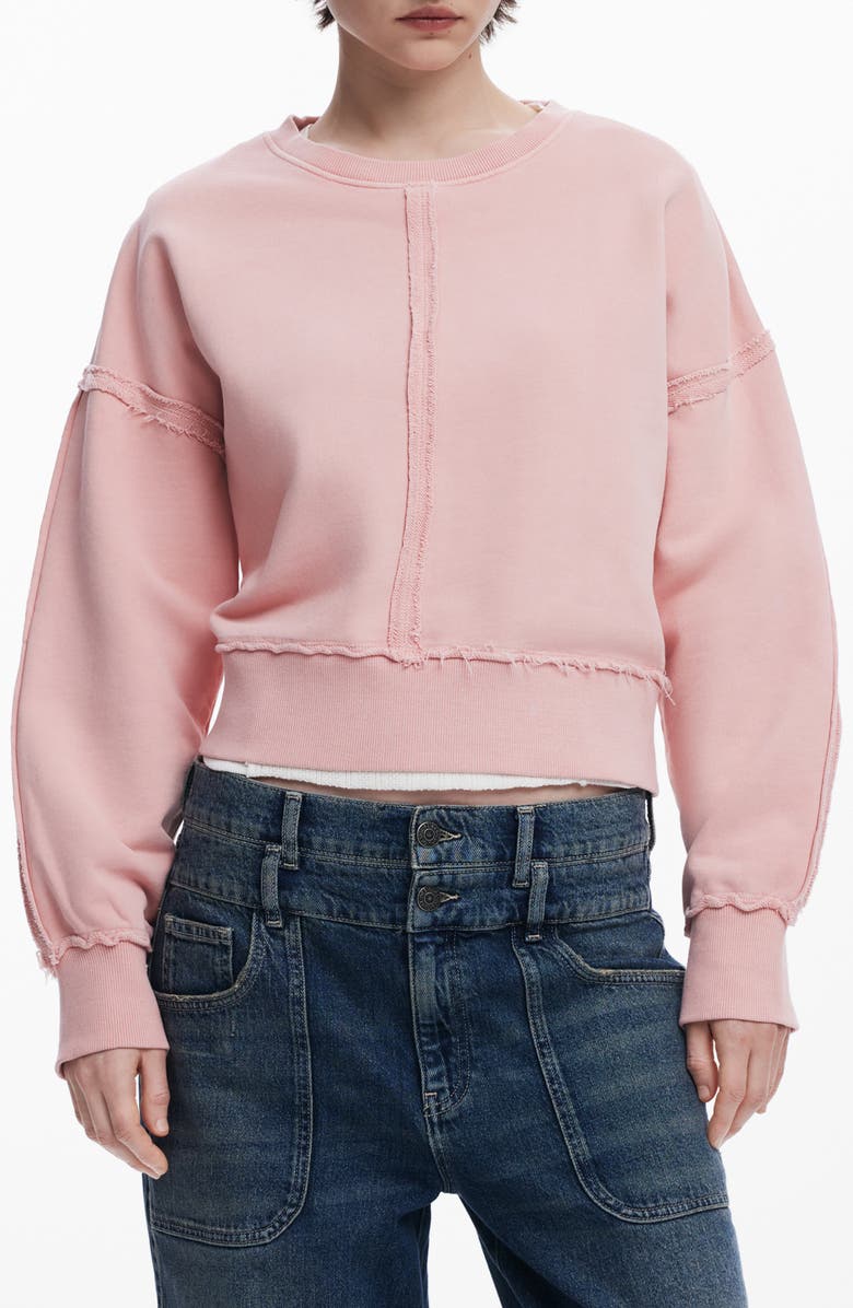 Desigual Exposed Seam Cotton Sweatshirt, Main, color, 