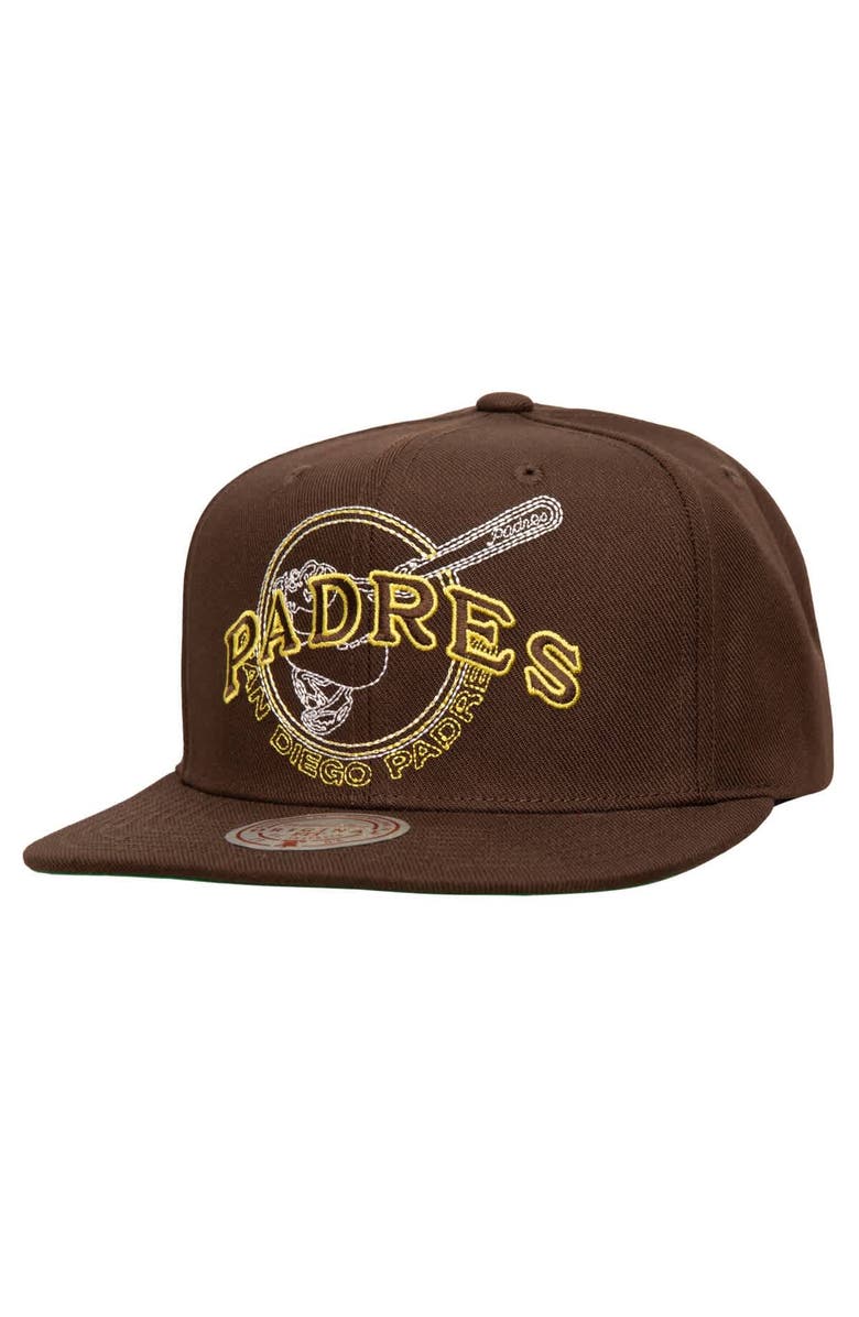 Mitchell & Ness Men's Mitchell & Ness Brown San Diego Padres Double Up Snapback Hat, Main, color, 