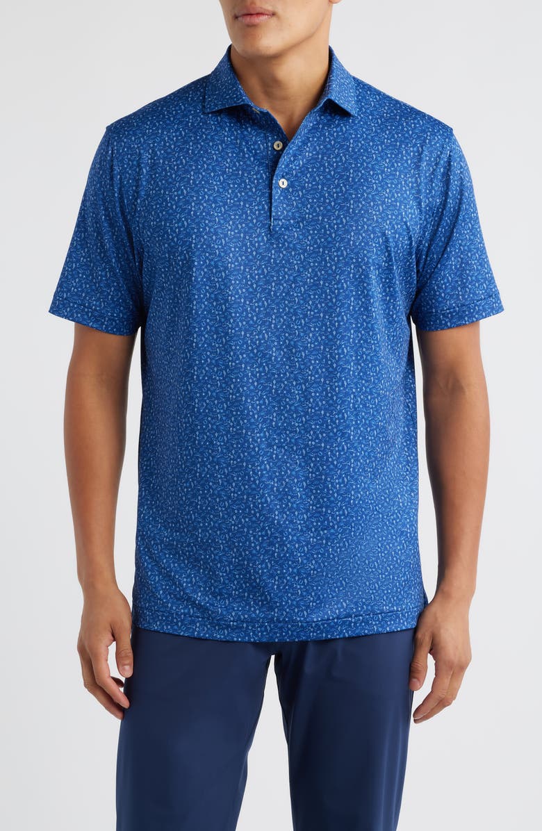 Peter Millar Outlaw Southwest Print Performance Jersey Polo, Main, color, Sport Navy