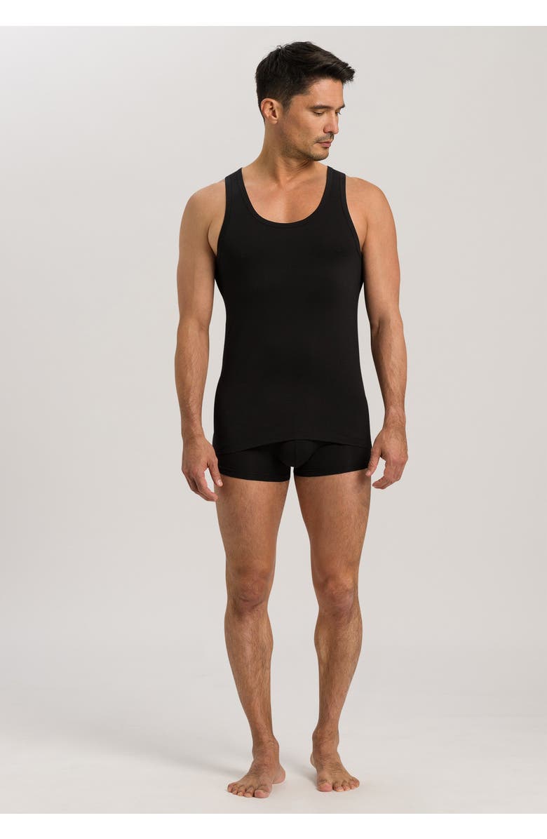 Hanro Cotton Superior Fitted Cotton Tank Top, Alternate, color, Black