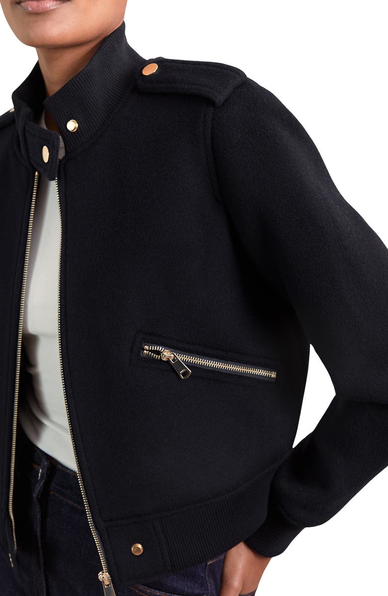 Reiss Cleo Wool Bomber Jacket, Alternate, color, Navy