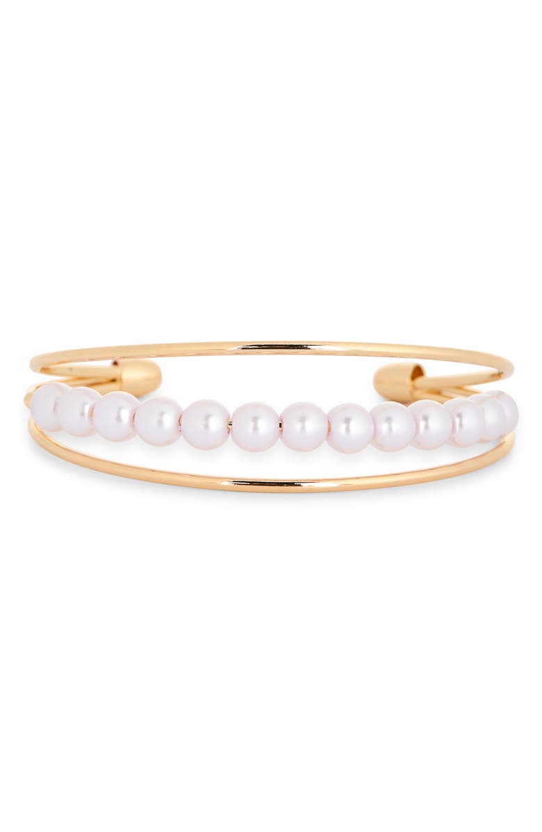 NORDSTROM RACK Faux Pearl Center Row Cuff Bracelet, Main, color, 