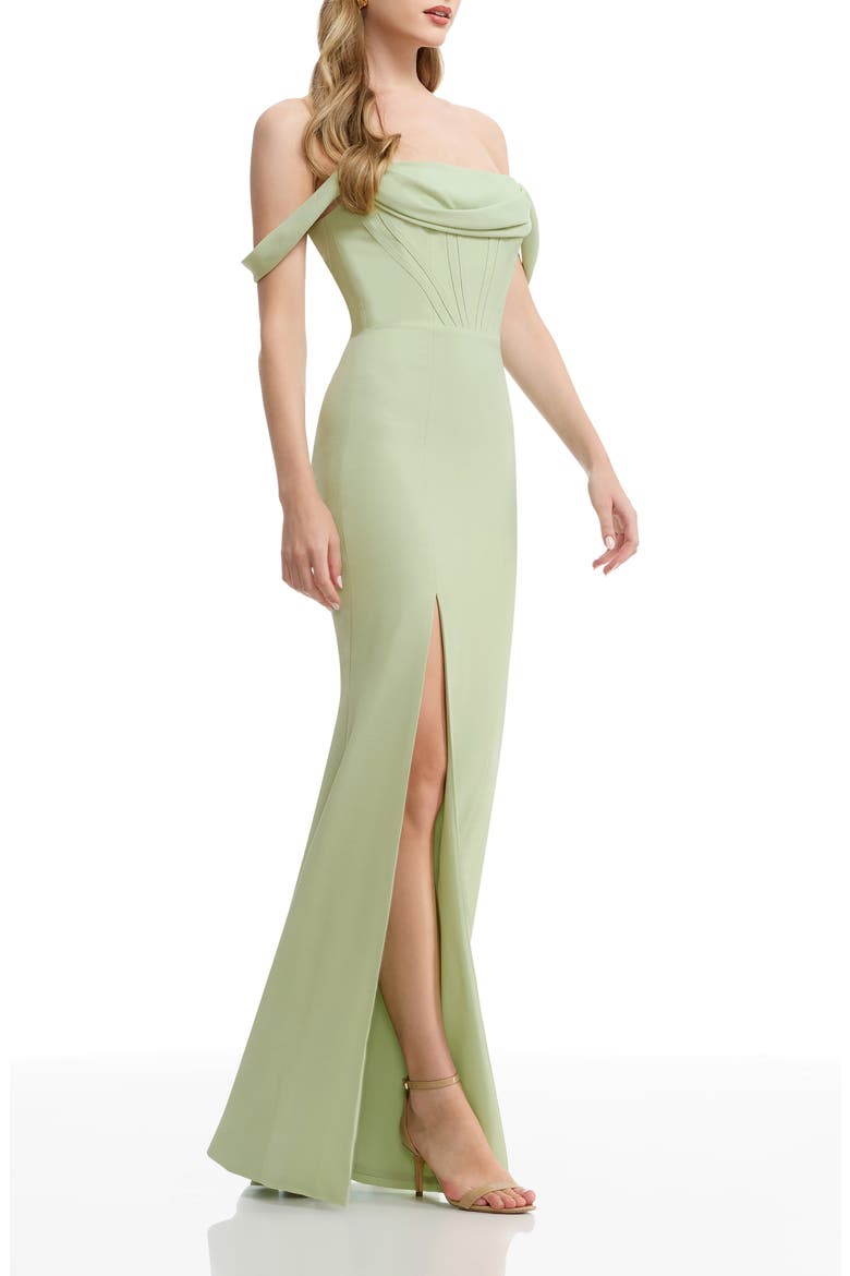 Melania Off the Shoulder Gown, Alternate, color, SAGE