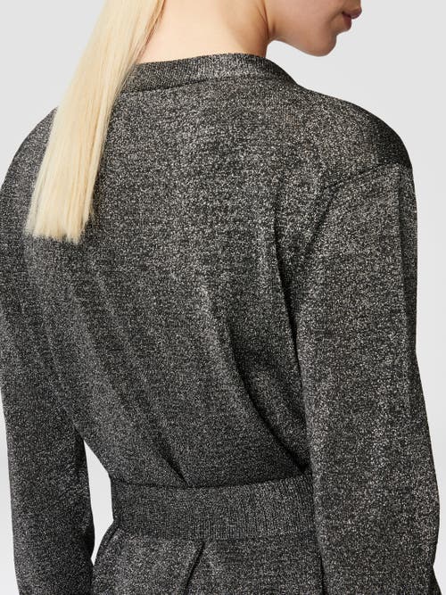 Missoni Glitter-effect Viscose Cardigan With Belt In Black & Silver