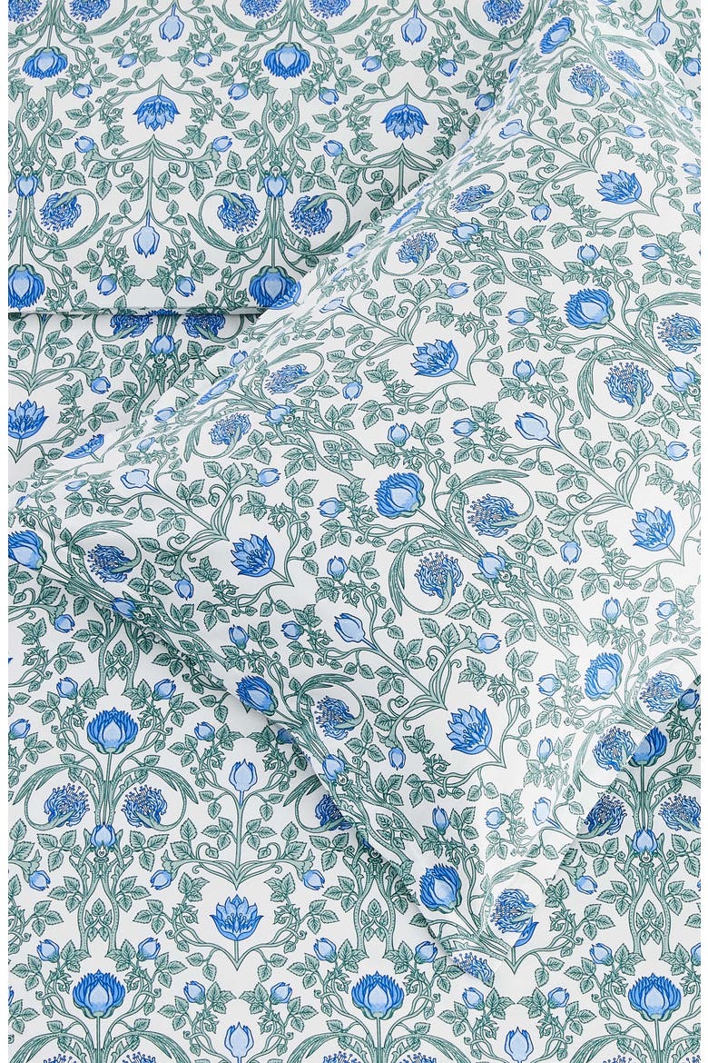 Floral Cotton Duvet & Sham Set, Alternate, color, BLUE