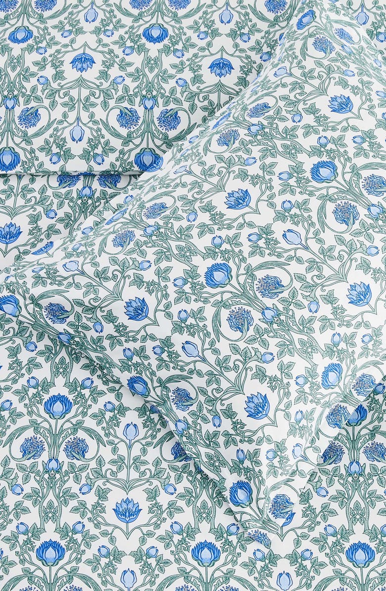 MELANGE HOME Floral Cotton Duvet & Sham Set, Alternate, color, Blue